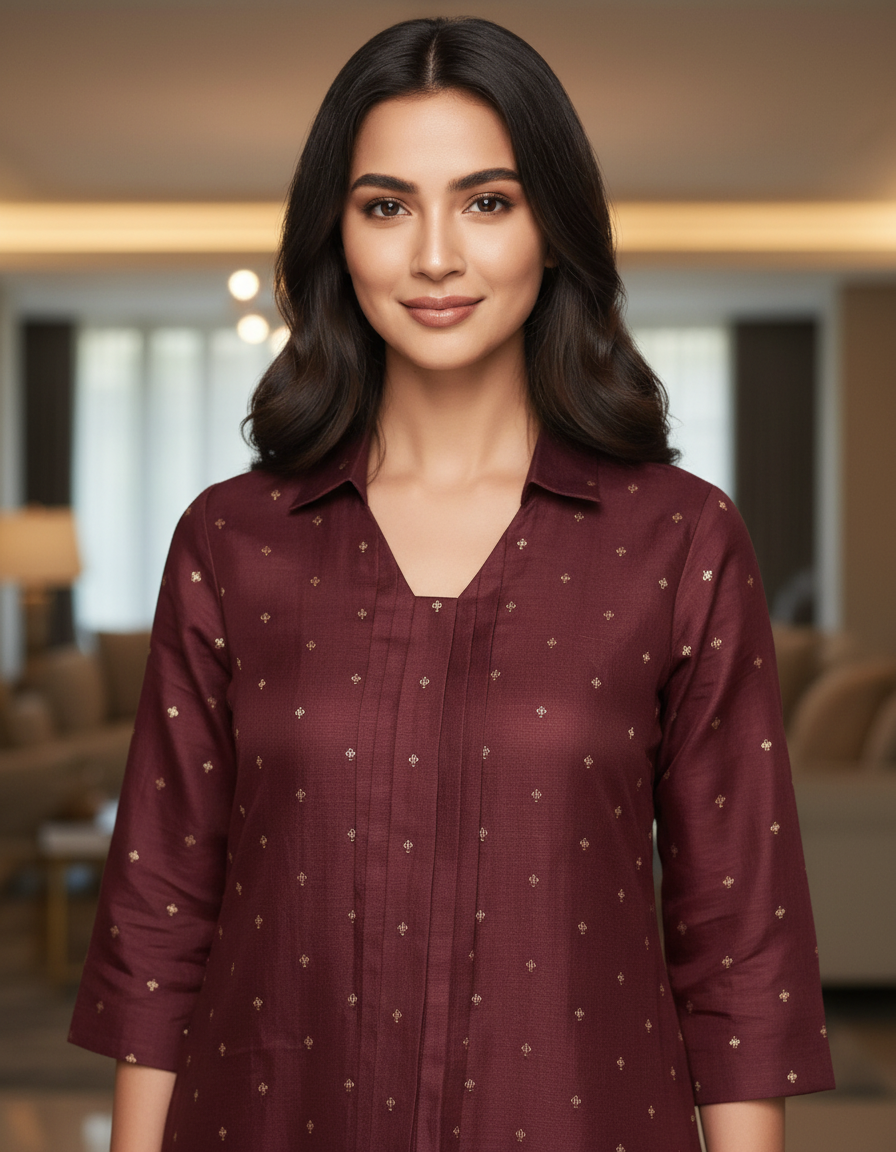 Semi linen kurta set