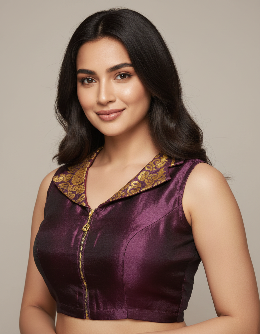 Wine Royale Zip Style Blouse